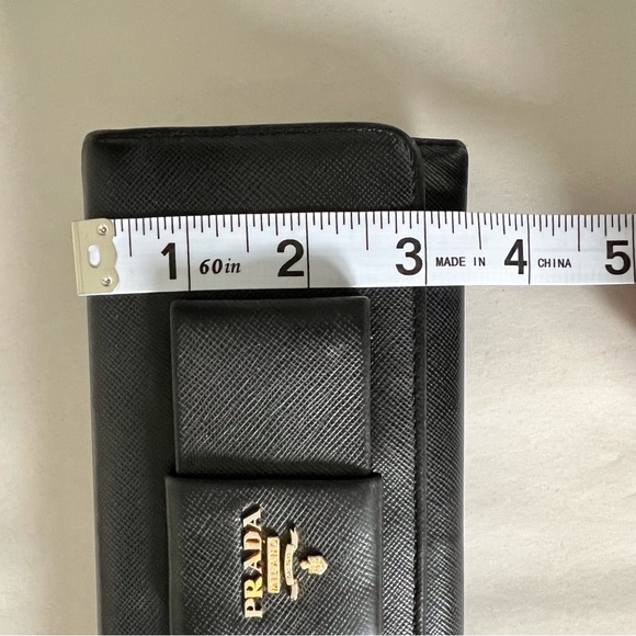 Prada Black Bow Wallet Saffiano Leather Continental Snap Front - Picture 7 of 12